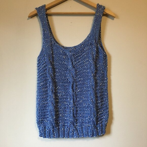OAK Handmade Periwinkle Blue Sleeveless Cable Knit Top - Picture 1 of 12